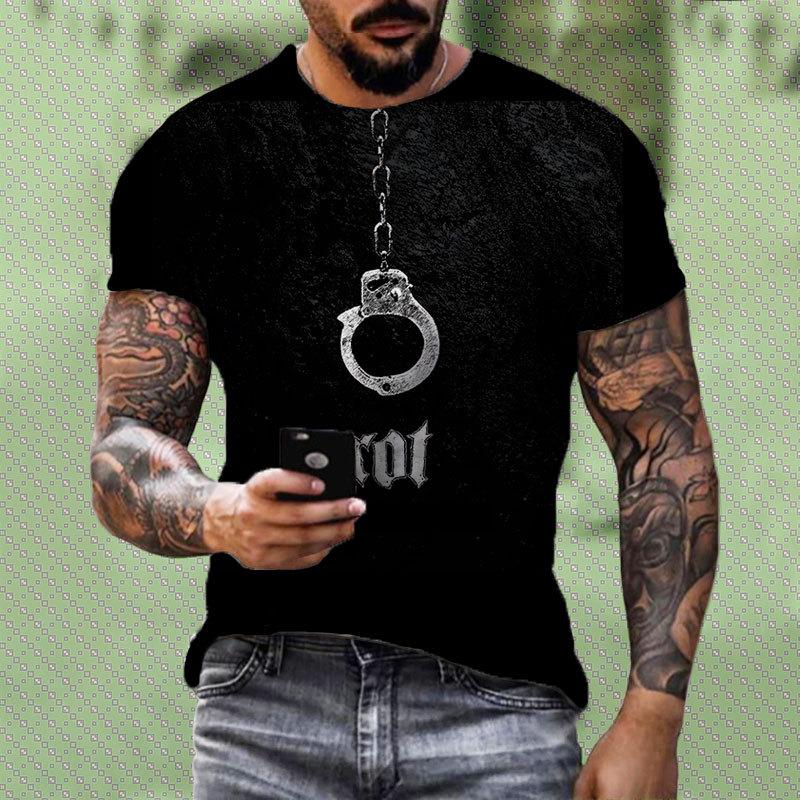 Popular Blood Handprint 3D Printed Pattern Street Men's Casual Loose T-shirt