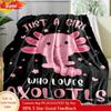 Cute Flannel Fleece Blanket Axolotl Cartoon Print Comfortable Soft Throw Blanket Warm Napping Throw Home Custom Blankets
