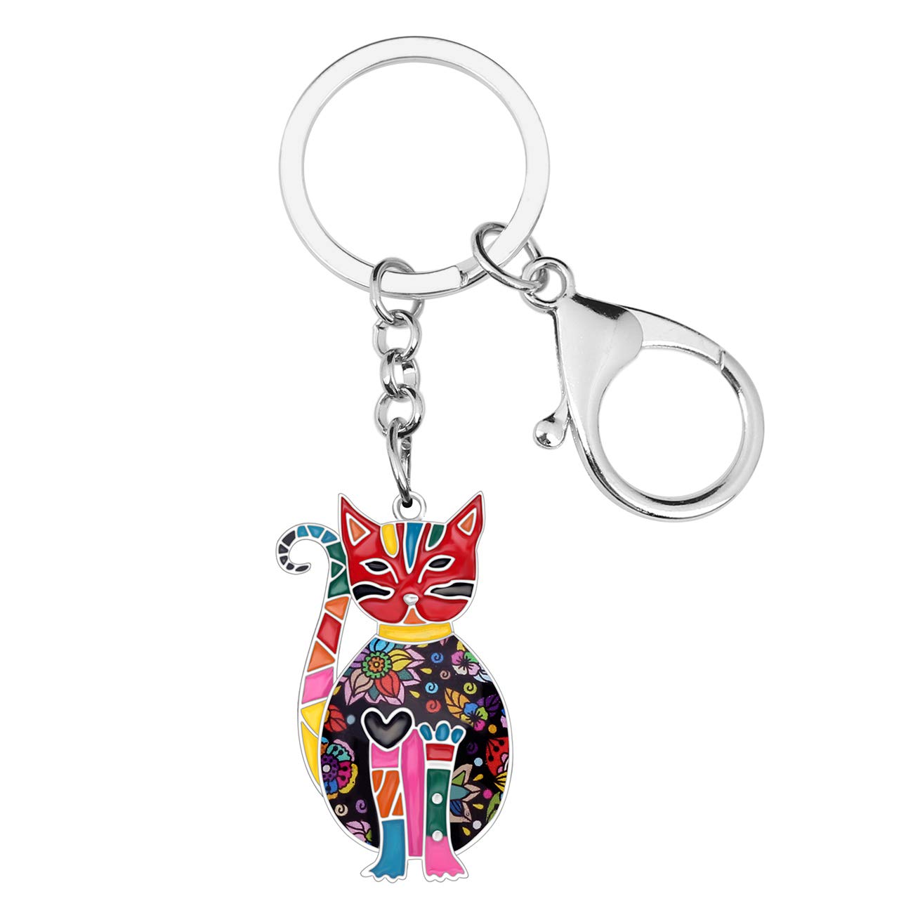 

WEVENI Enamel Alloy Kitten Keychain, Elegant Pet Key Ring Jewelry for Women and Girls, Bag, Car, Wallet, US Size: 42mm x 25mm