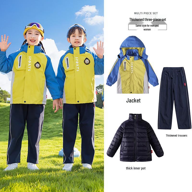 Spring/Autumn Kindergarten and Primary School Sports Uniform 3-Piece Set for Boys and Girls
