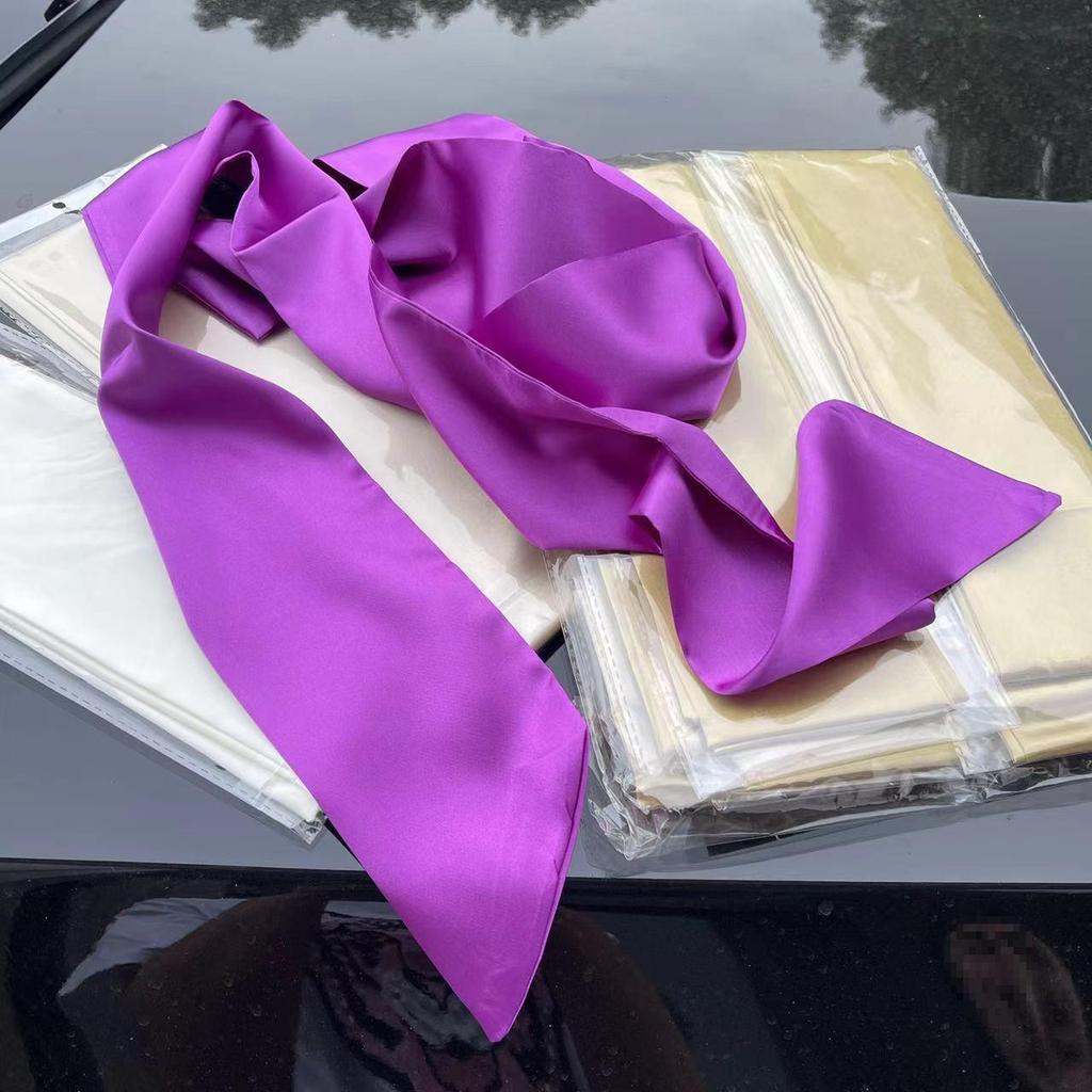 Navy Blue Solid Silk Ribbon Belt with Skirt Decoration