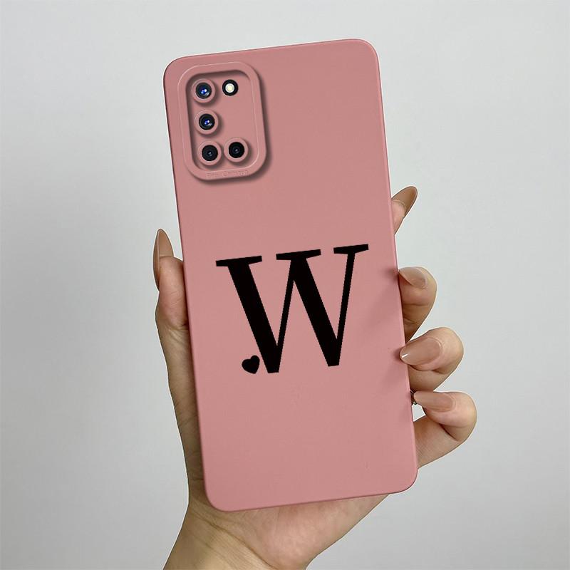 Für OPPO A52 A72 A92 Hülle CPH2061 CPH2067 CPH2059 CPH2069 Handyhülle Niedliche Initialien Quadratisch Stoßfest Silikon Rückseite