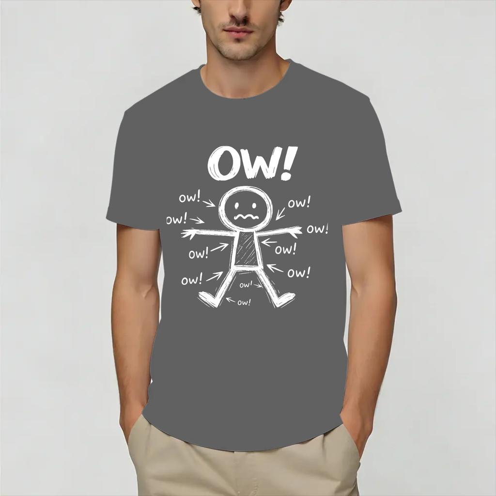 Funny Ow Ow Ow Ow Saying Body Unisex T Shirts Leisure Tees Short Sleeve Crew Neck TShirts Cotton Plus Size Clothes
