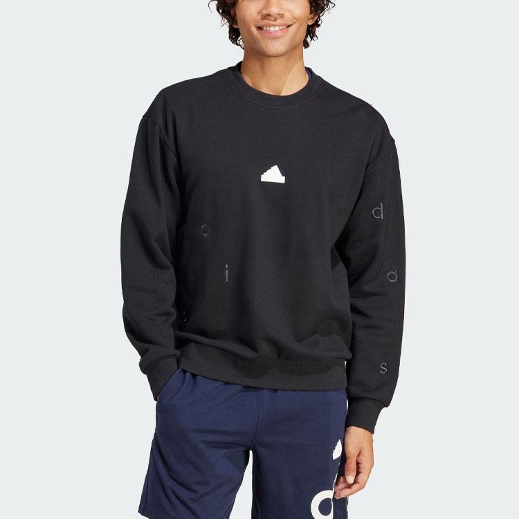 Adidas Embroidered Sweatshirt Men Sweatshirts Black IS2035
