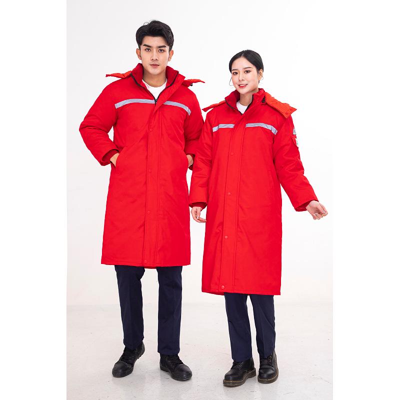Anti-static Cold-resistant Winter Cotton Workwear Coat with Removable Embroidered Petroleum Print