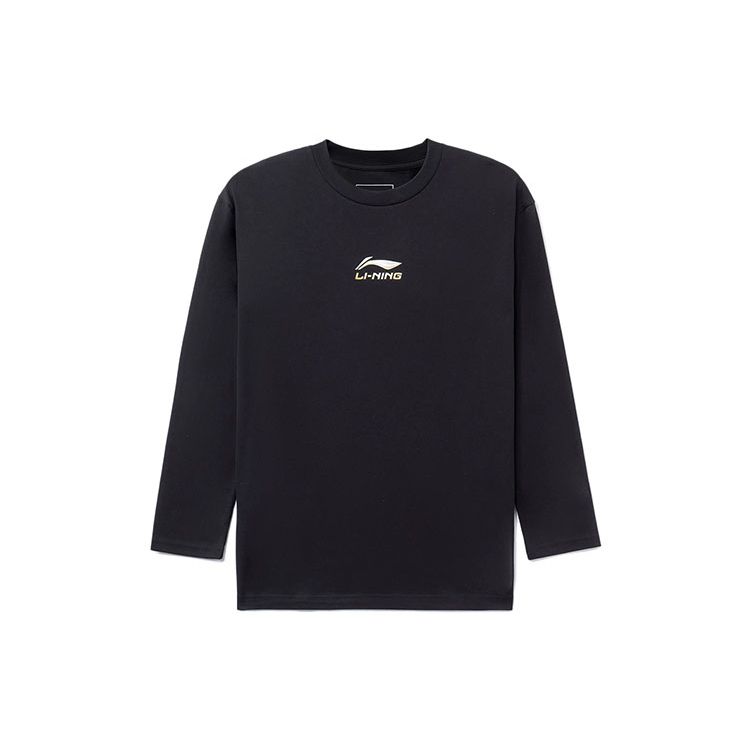 Li Ning X Hajime Sorayama Collaboration Mechanical Torch Hand Print Loose Fit Round Neck Long Sleeve T-Shirt Men Tops Black AHSRC09-2