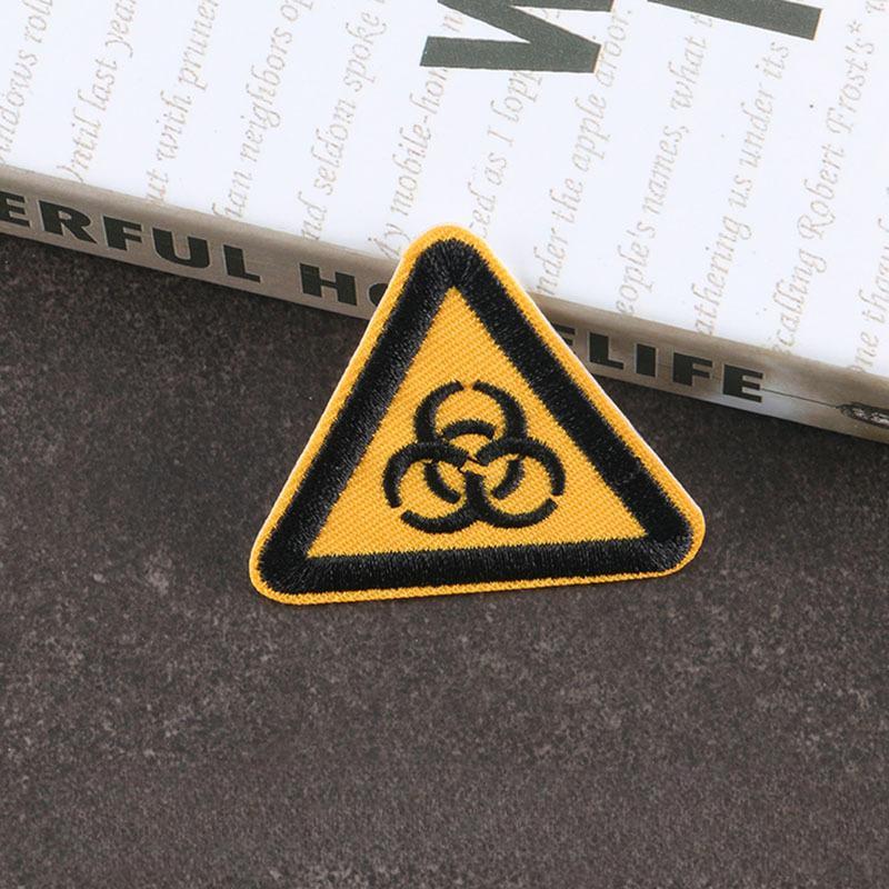 Embroidery logo triangle traffic sign badge clothing accessories English letter patch embroidery cloth sticker