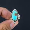 Natural Turquoise Gemstone Solid 925 Sterling Silver Trio Shank Ring For Women & Girls