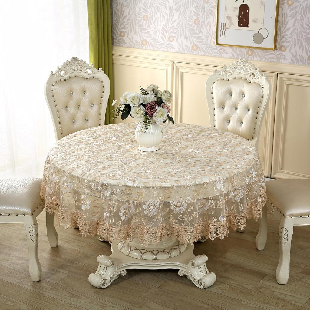 French Pastoral Lace Tablecloth Embroidered Sofa Dust Cover Circular Tablecloth
