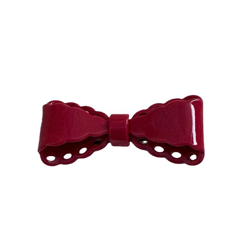 Festive Wine Red Bow Duckbill Hair Clip - Sweet Retro Style