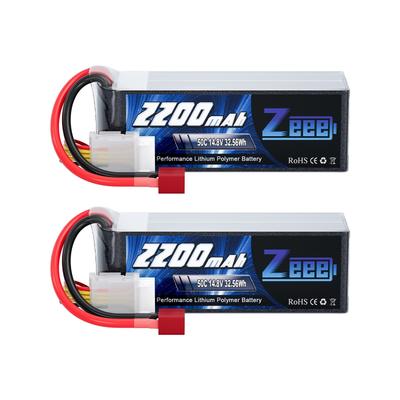 Zeee 4S 14.8V 50C 2200mAh LiPo Batteri med T-Stik, Høj Kapacitet til RC Droner, RC Biler, RC Lastbiler og Mere, 2-Pakke