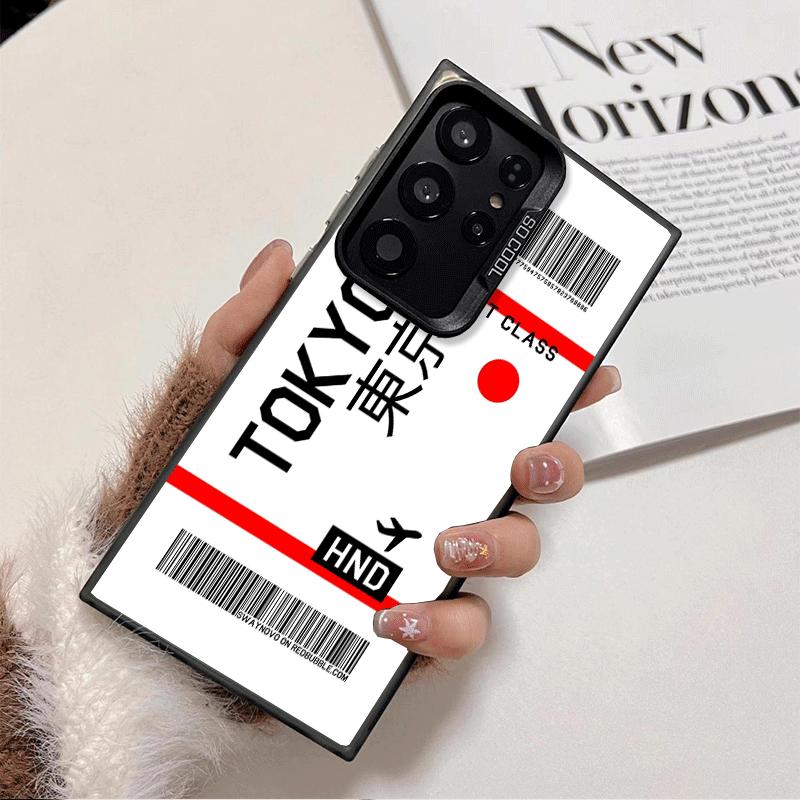 Travel Air Ticket Label Shockproof Phone Case for Samsung Galaxy S26 Edge S25 Ultra S24 FE S23 Plus S21 Cover Anti Fall Fundas