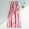 Women's clothing fungus edge lace-up waist medium and long travel dress summer casual dress new fashion trend