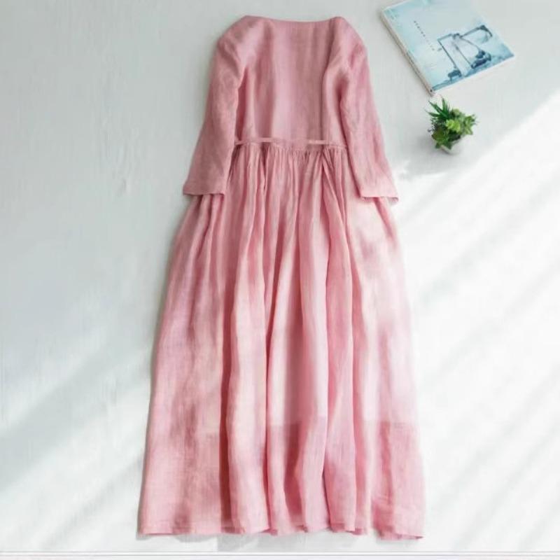 Women's clothing fungus edge lace-up waist medium and long travel dress summer casual dress new fashion trend