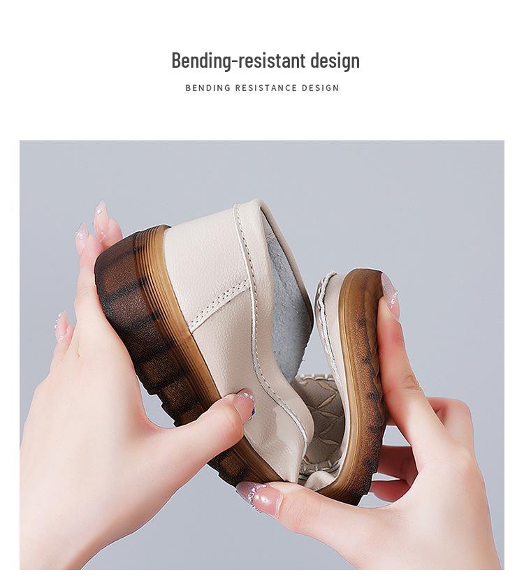 Plus Size Genuine Leather Women's Embroidered Loafers - Comfortable Casual Moccasins for Moms