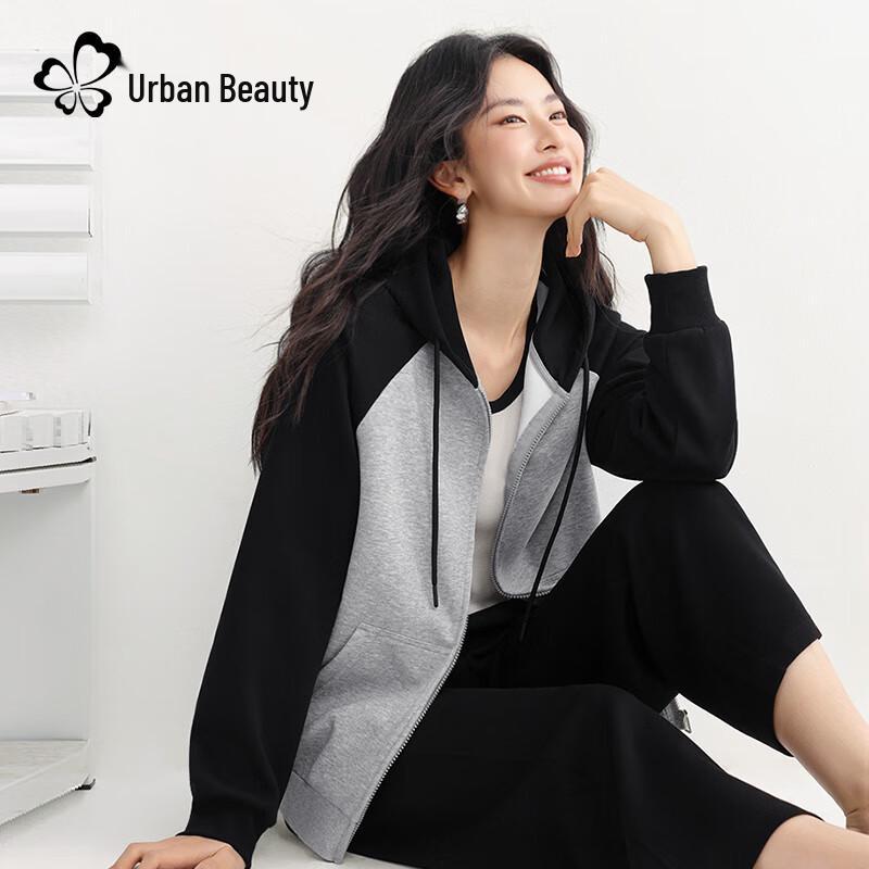 

Women s Raglan Color Block Hooded Cardigan 2XL