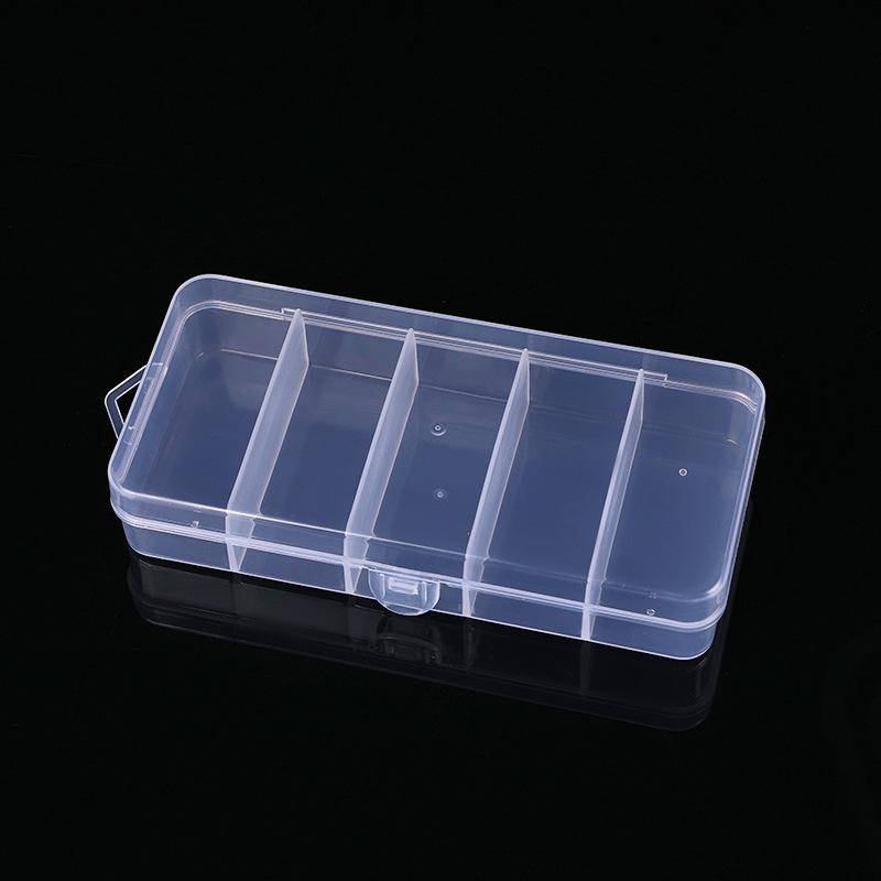 Transparent 5-Compartment Storage Box for Fishing Gear, Accessories, and Stationery