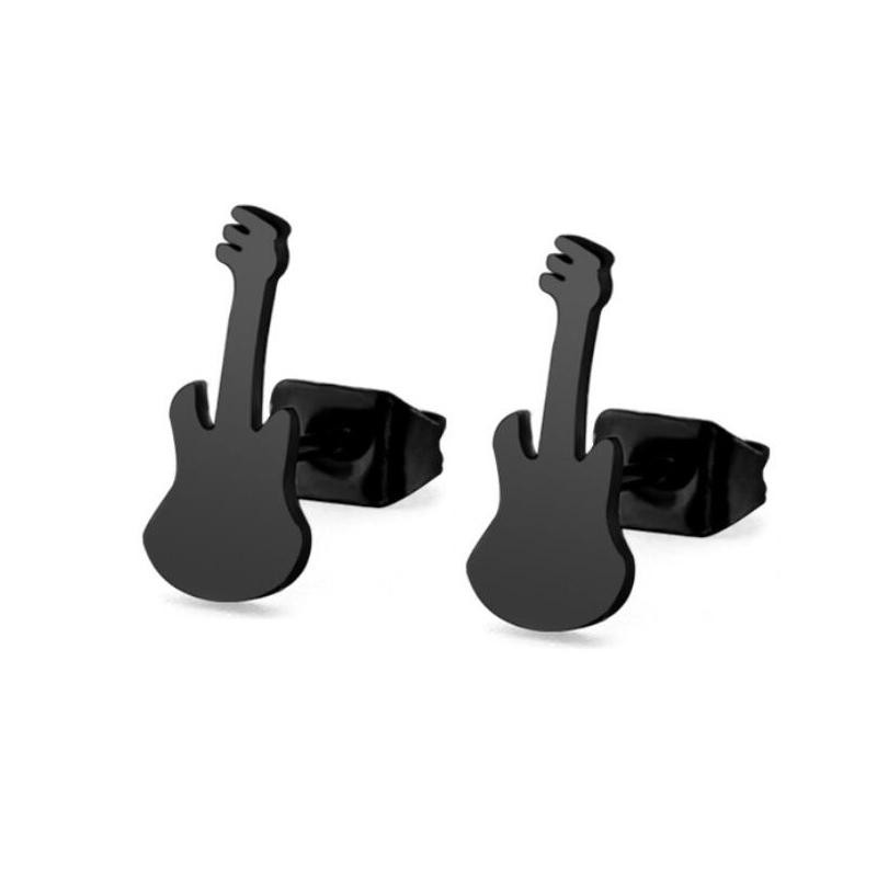 Vintage Musical Instruments Stainless Steel Guitars Earrings for Men And Women Music Party Philharmonic Jewelry Accessories