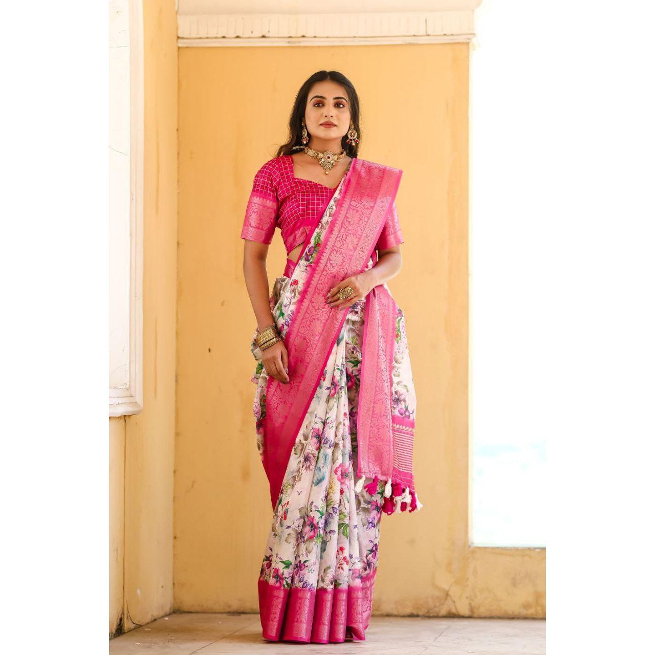 

Чистый шелк Дола с сари по всей поверхности.