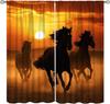 Horse Window Curtains, Western Wild Horses Under Cherry Curtains For Living Room,Country Style Rustic Farm Animal Horse Pink