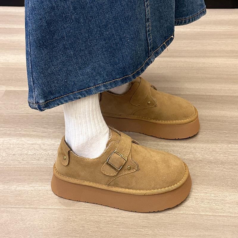 

Platform snow boots women s fleece thickened new winter warm women s shoes Maillard wool cotton shoes 35 коричневий