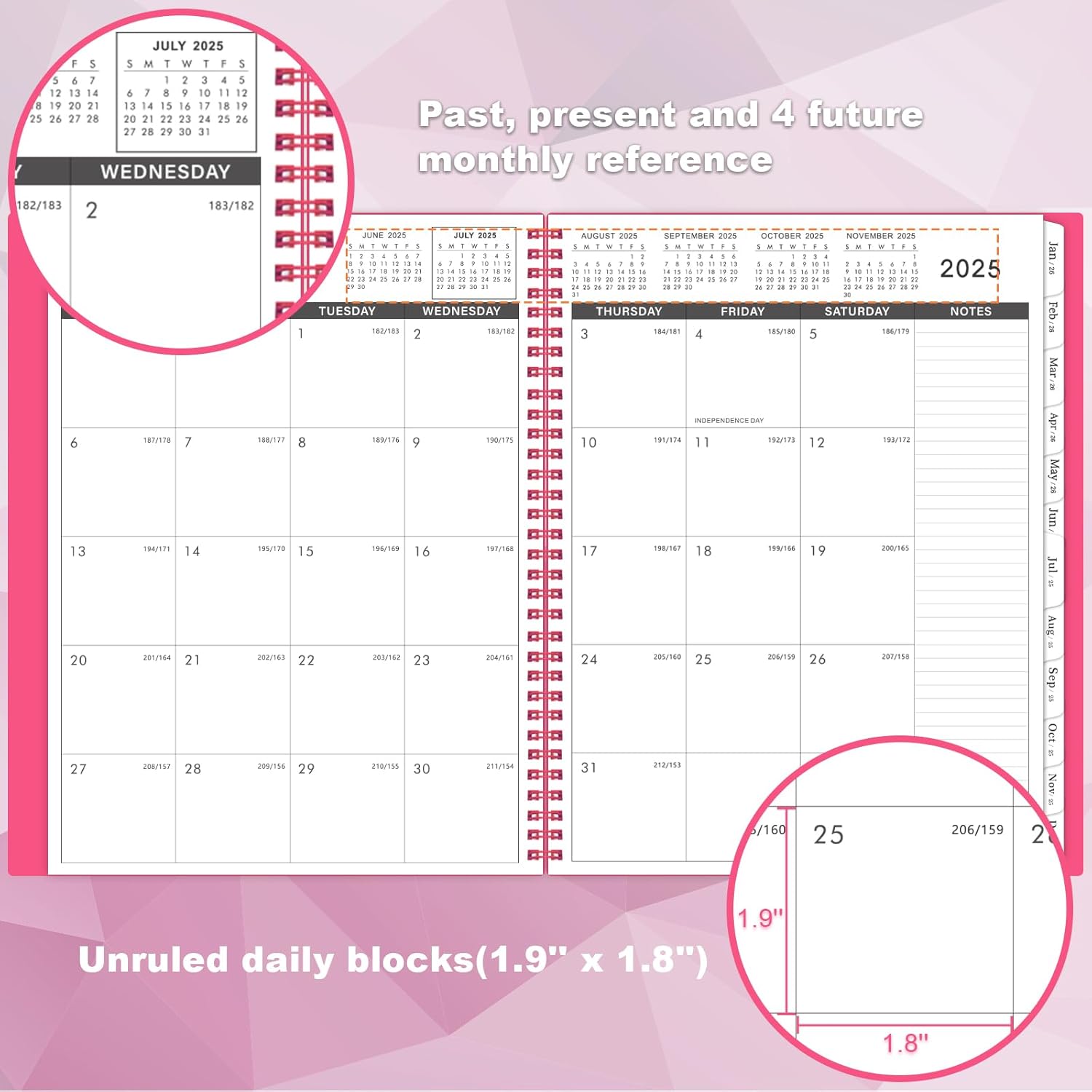 

Ежемесячный планировщик 2025-2026 - Ежемесячный планировщик/календарь 2025-2026, июль. 2025 - Дек. 2026, 9 x 11 , Академический планер, Карманный, Контакты и пароли