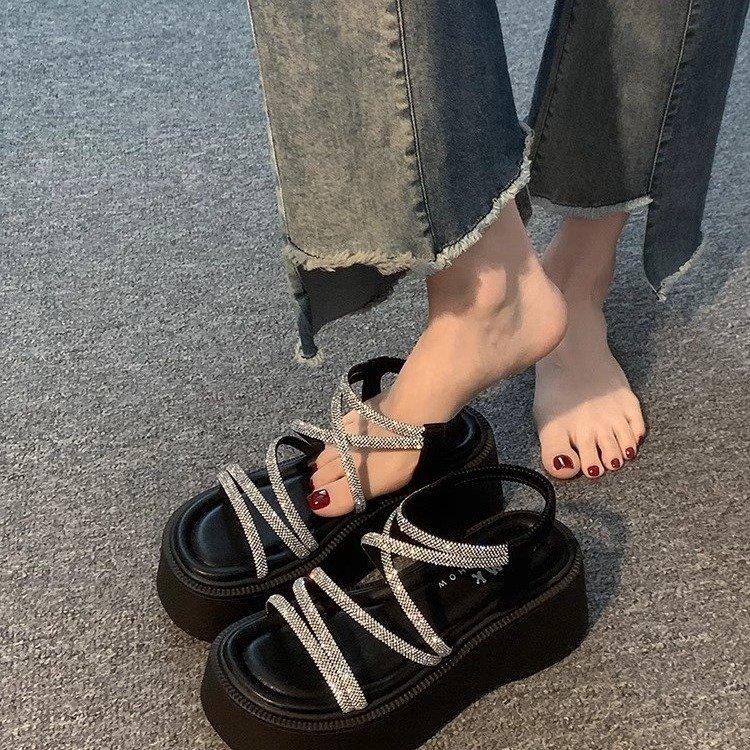 Sandals Women's 2025 New Summer Super Fire Beautiful with Skirts Versatile Not Tired Feet Heightening Thick-soled Roman Shoes