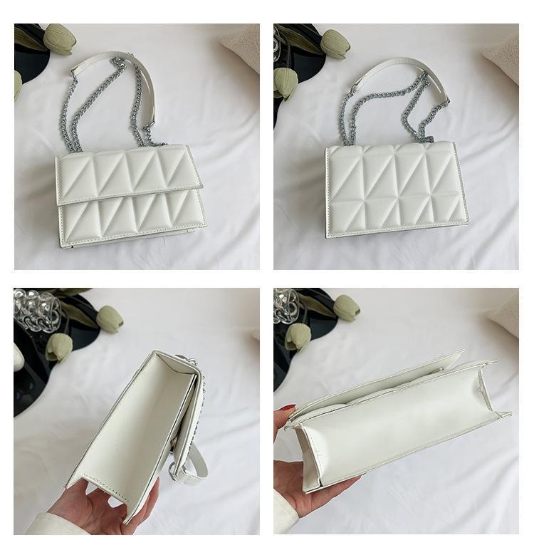 Solid Plaid Crossbody Bags For Women, Chain Decor Fashion Shoulder Bag Ladies Handbag For Daily Used CLE