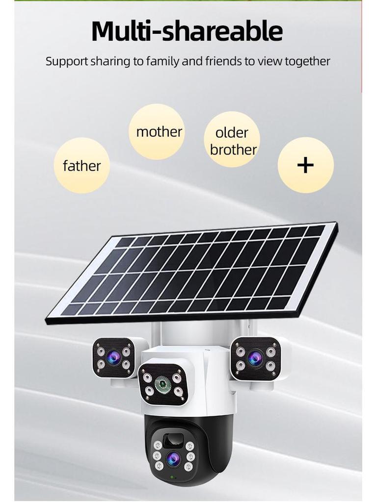 Ultra HD 6MP Outdoor 4G Solar WiFi Camera with Triple Lens