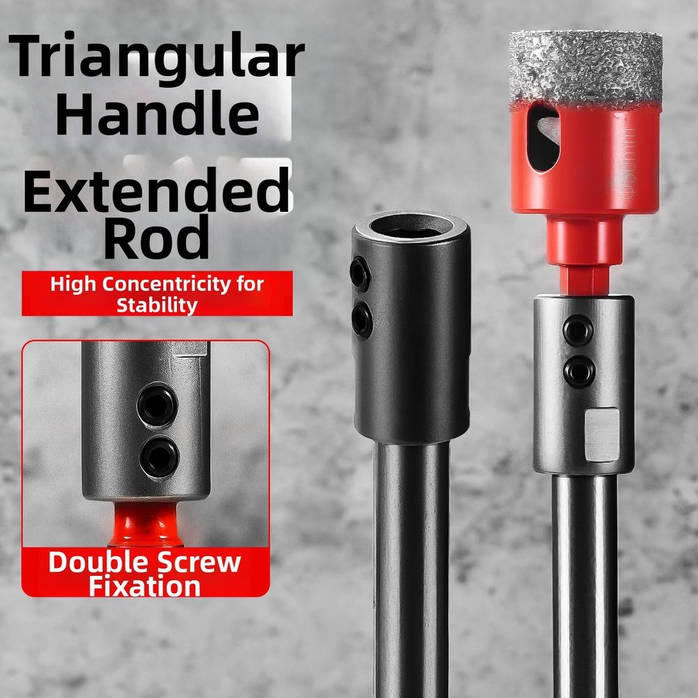Triangular Shank Extension Rod Chrome Vanadium Steel 150 300mm High Concentricity Duals Lock Anti Slip For Woodworking Metalwork