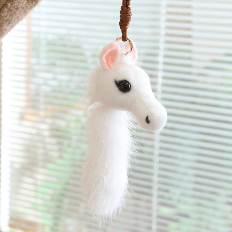 Year of the Horse Akhal-Teke White Horse Plush Keychain - Small Pendant Toy & New Year Gift