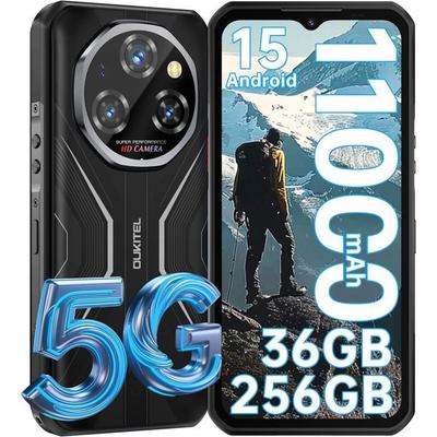 Unbreakable 5G Telephone OUKITEL WP58 Pro Android 15 24GB+512GB 6.7" 10000mAh Rugged Smartphone 64MP Night Vision GPS/NFC Black