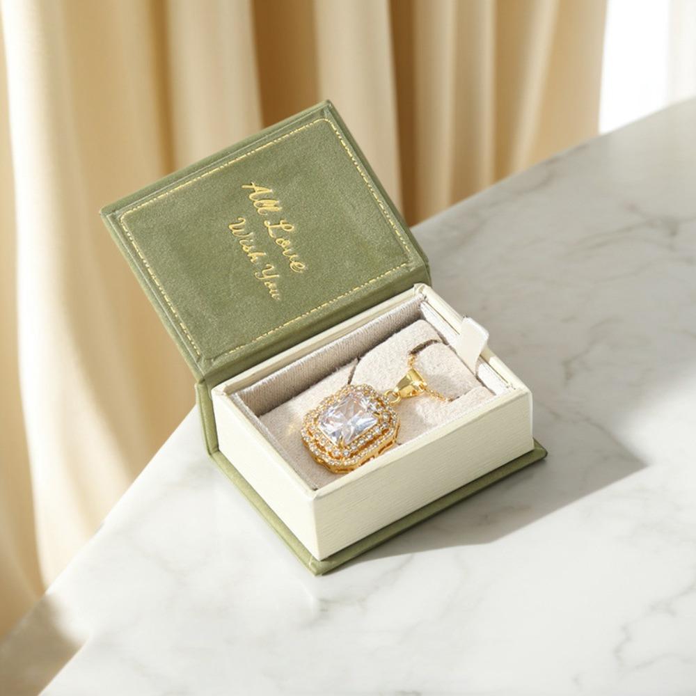 Creative Engagement Ring Case Velvet Jewelry Packaging Durable Book Shape Ring Box  Travel