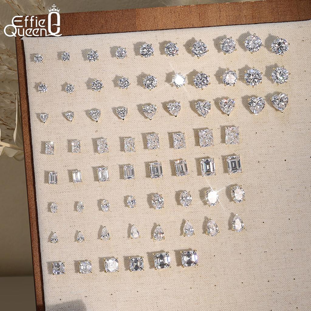 Effie Queen 100% 925 Sterling Silber 1/2/3 Karat Oval Geformte Moissanit Diamant Steckerohrringe Hochzeitsparty Ideales Schmuckgeschenk MOE02