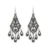Elegant Openwork Floral Dangle Earrings with Tassels Detailing Retro Design Zinc Alloy