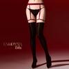 3D Colorblock Black Suspender Stockings with Red Trim and Flesh Tone Over-the-Knee Design for Women