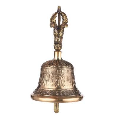 Tibetisch-buddhistische Glocke, Handglocke aus Bronze mit Vajra-Polsterung für Meditationsgebet