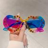 KAMMPT Fashion Heart Designer Shades Clear Rhinestone Colorful Ladies Sunglasses Luxury Brand Women's Sun Glasses for Beach