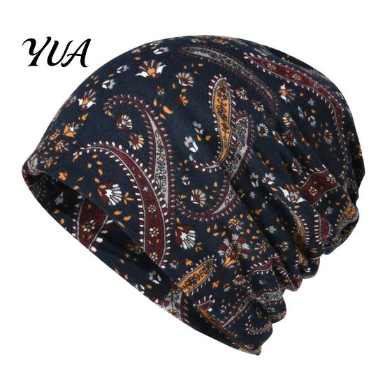Slouchy Hat for Women Women's Geometry Print Hat, Casual Soft Stretch Skull Versatile Lazy Style Hair Tie Cap, Warm Cancer Chemo Headwear, Outdoor