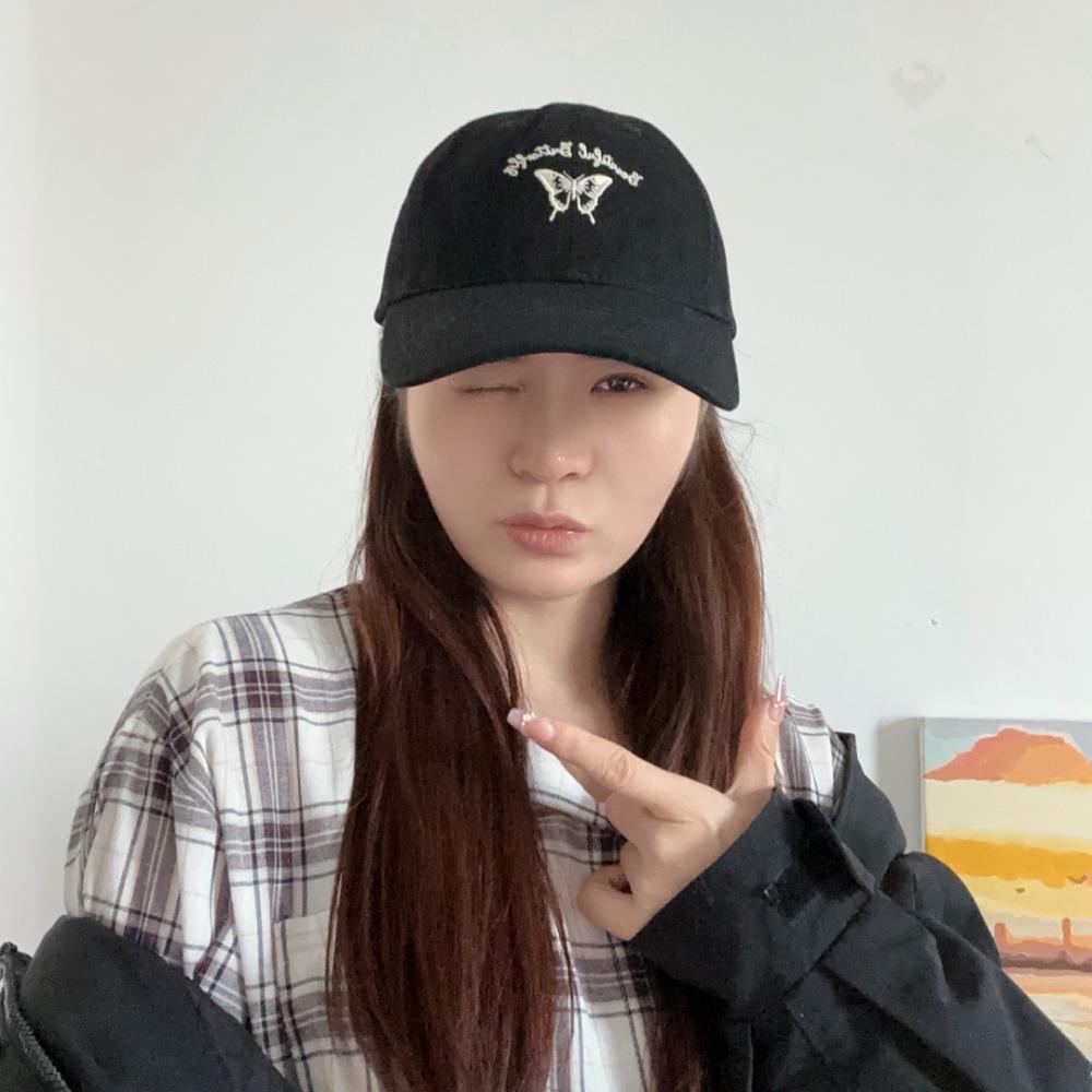 Cotton Butterfly Embroidered Hat Adjustable Women Peaked Cap Simple Y2k Baseball Hat  Outdoor