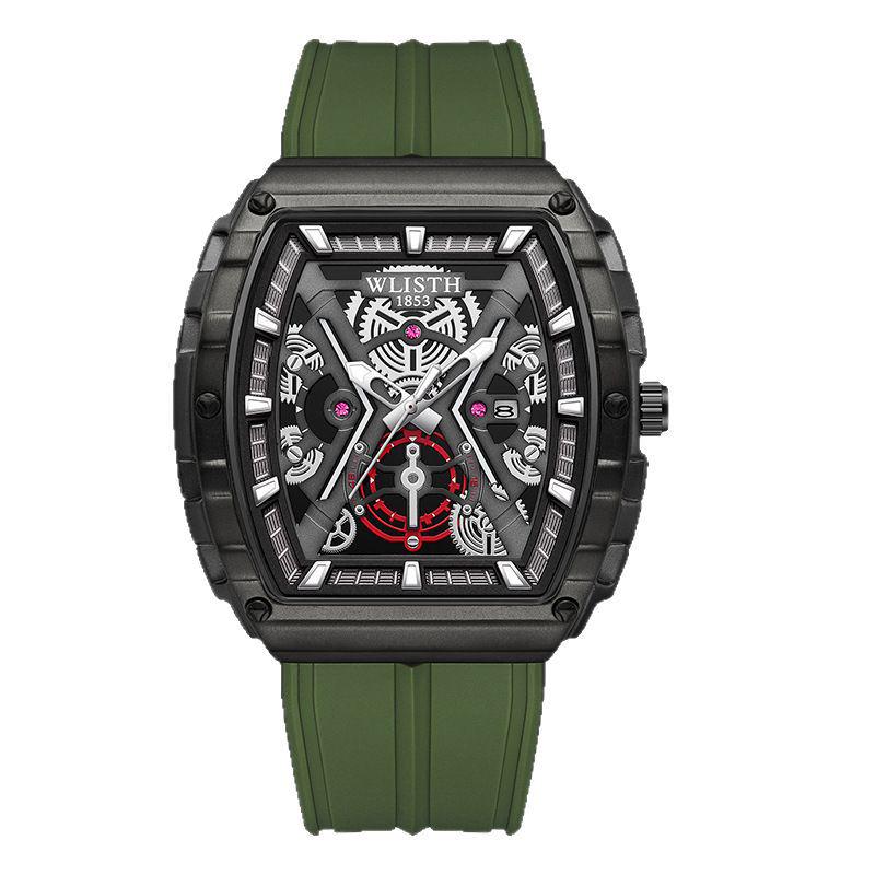 Volis Barrel-Shaped Men's Outdoor Skeleton Watch with Curved Gradient Mirror