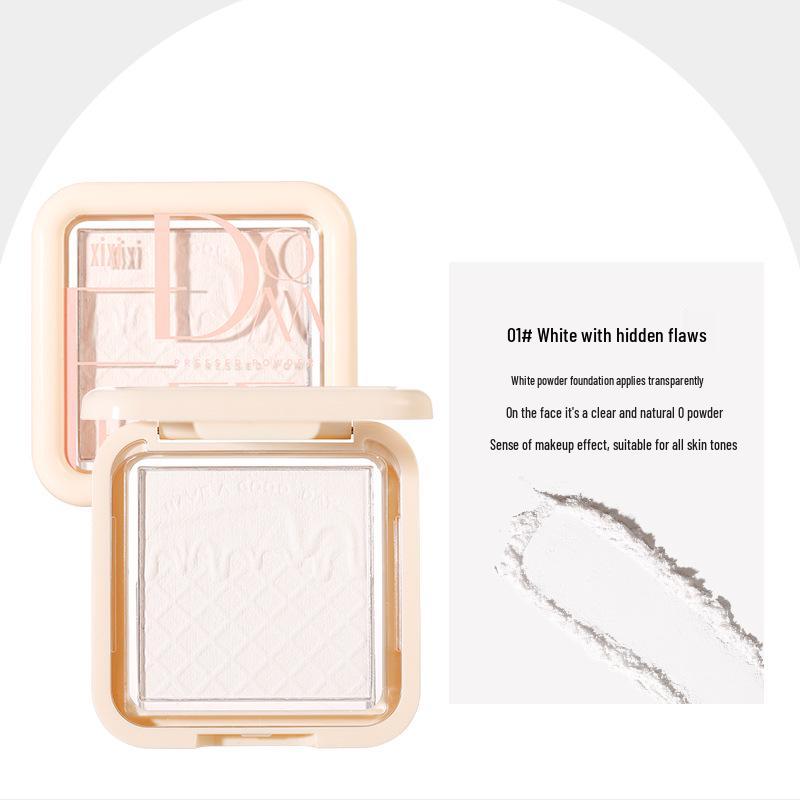 Xixi Chun Fu Glutinous Setting Powder Foundation - Natural, Lightweight, Oil-Control, Daily Touch-Up with Puff