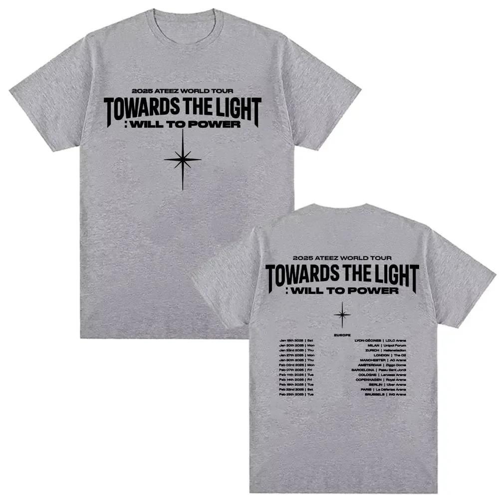 2026 Ateez World Tour Towards The Light Will To Power T Shirt Men Women's Korean Fashion Hip Hop Oversized Short Sleeve T-shirt