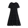 Chuyu V-Neck Pleated Floral Midi Dress