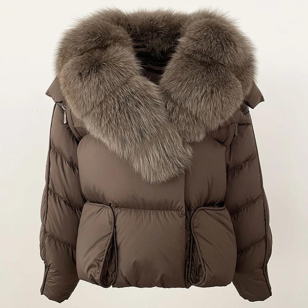 OFTBUY 2024 Winter Jacket Women Natural Real Raccoon Fox Fur Collar White Duck Down Coat Thick Warm Streetwear Casual Outerwear