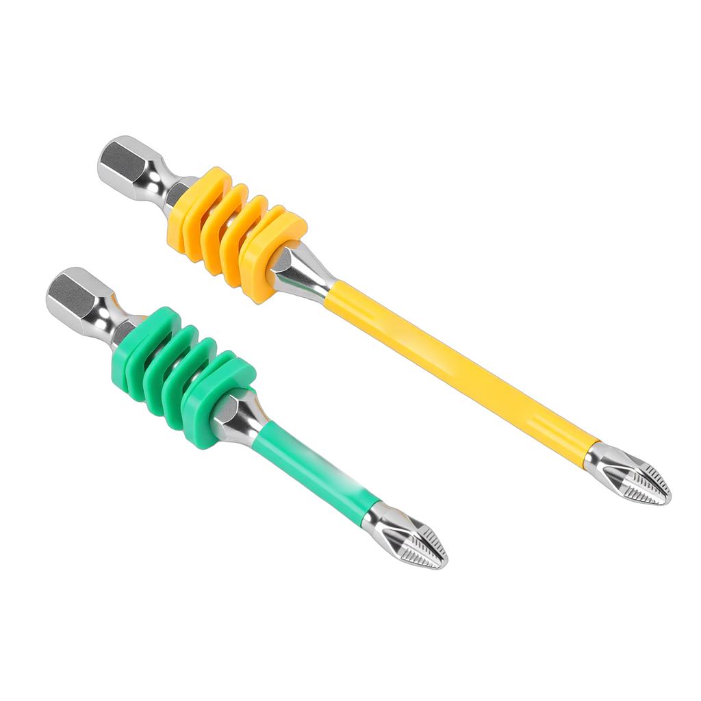 2Pcs Spring Loaded PH Screw Driver Bits Non Slip Magnet Tip 1Celsius4in Hex Shank Proof Steel for Electricians Power Drill Hand Tools 65mm 9