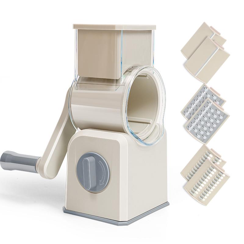 Manual Drums Vegetable Cutter with 3 Blade Multifunctional Slicer for Potato Carrot Garlic Rotary Cheese Grater Kitchen Gadgets