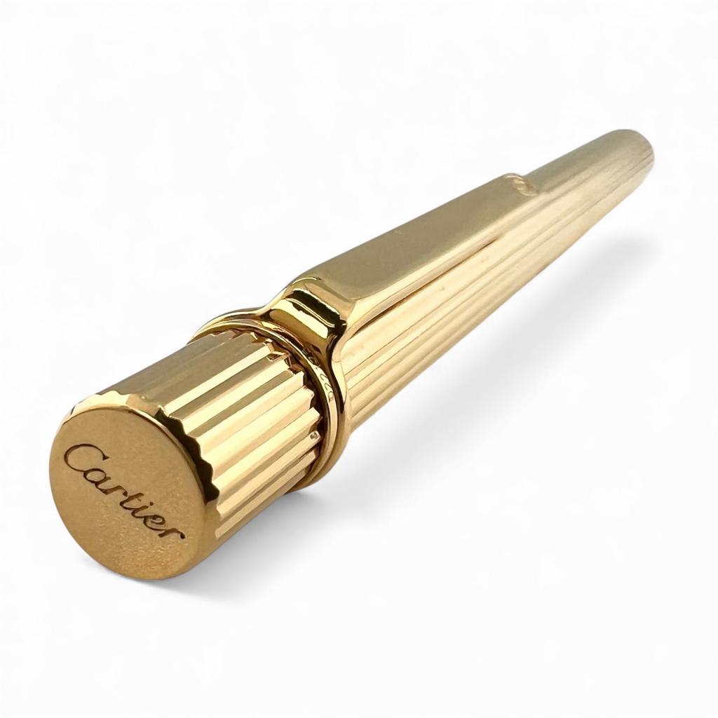 Great Cartier Ballpoint pen Striped Pattern gold mens Used
