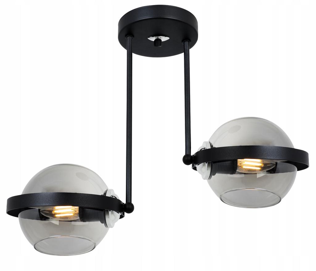 MODERN GLASS HANGING LAMP GRAPHITE RING