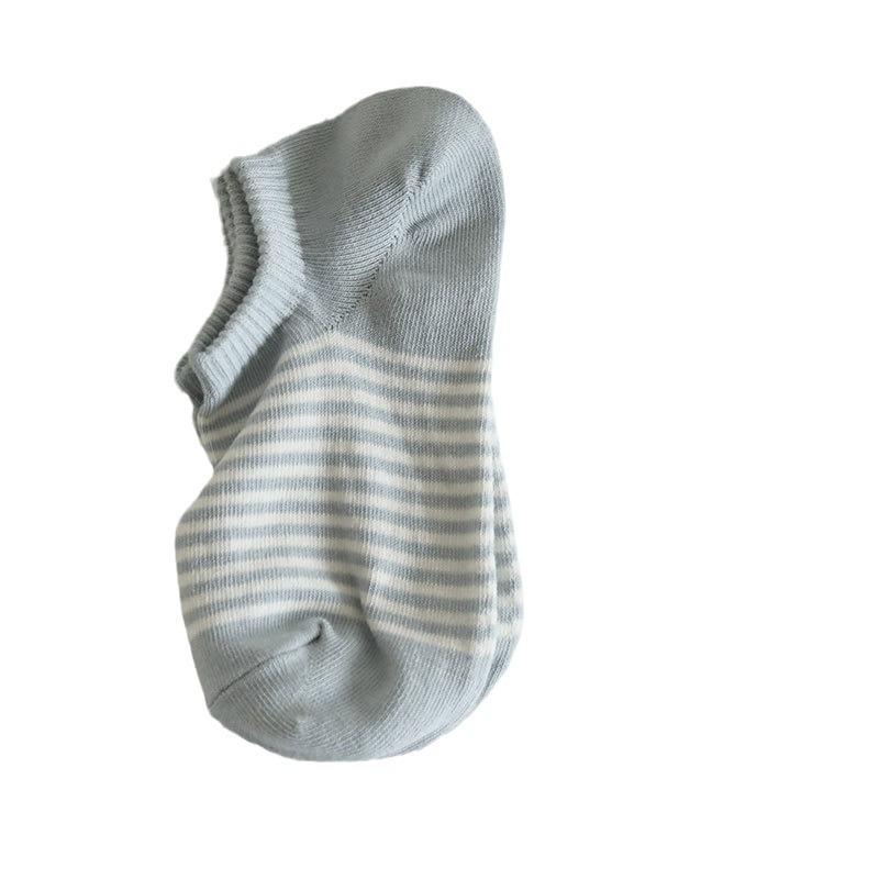 5 Pairs Of Summer Low-Top Boat Socks Shallow Retro Cotton Socks Do Not Fall Off With Korean Striped Invisible Socks